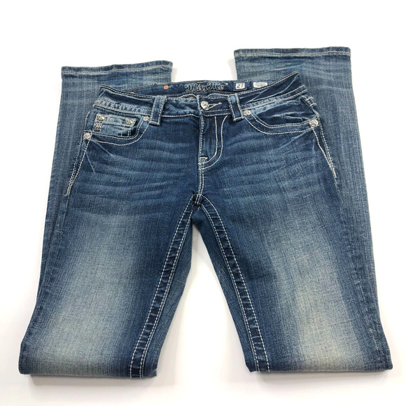 Miss Me Mid Rise Boot 27 (Fits 29W 35L) Mid Rise Distressed Jeans - Picture 1 of 10